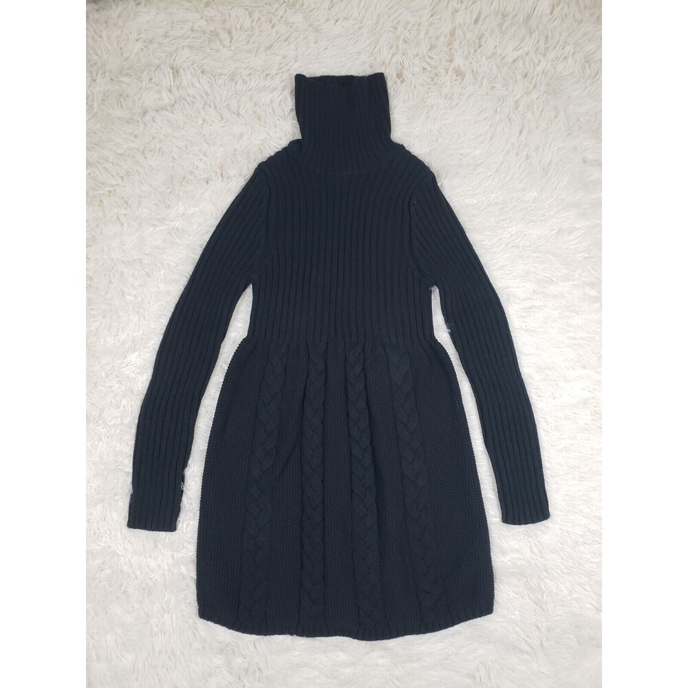 Rachel Zoe Knit Sweater Dress Turtle Neck Long Sleeve Black Size L(10/12) Girls